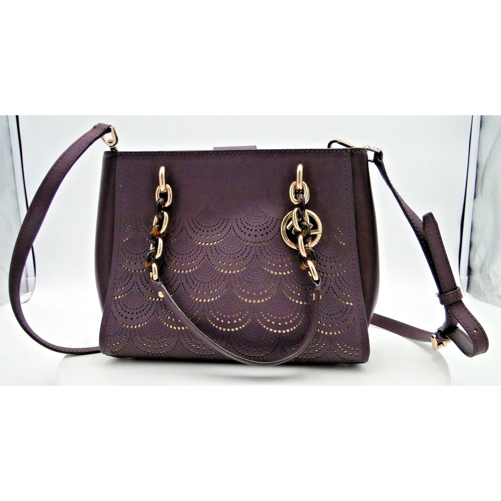 Michael Kors Purple Perforated Scalloped Leather Sofia Tote